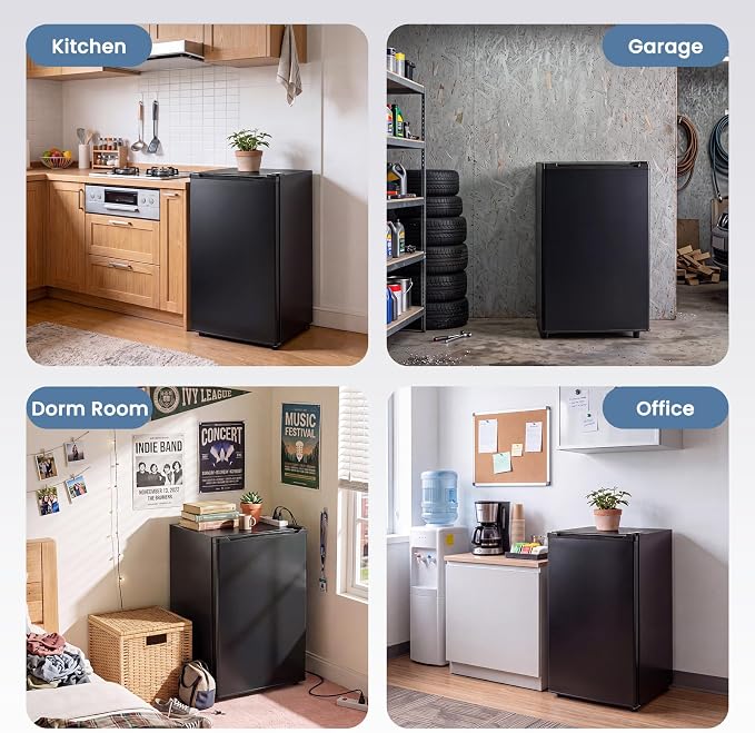 DUMOS 3.2 Cu.Ft Mini Fridge with Freezer, Single Door Refrigerator with Adjustable Thermostat, Compact Small Fridge for Bedroom, Office, Dorm, Black, Single Door - Image 7