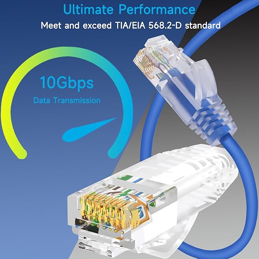 Cat6a Slim Ethernet Patch Cable 14 ft, Cat6a Patch Cable - Image 2