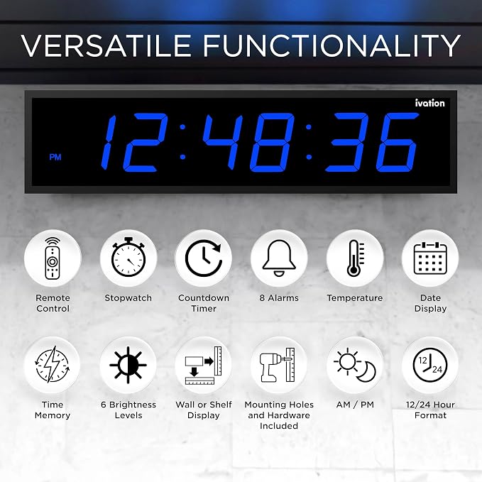 Ivation Huge Oversized 72" Large Digital LED Clock | Big Digital Clock - Image 6