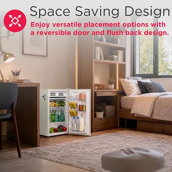Frigidaire Retro Compact Fridge with Chiller, 3.2 cu ft Countertop Fridge with Built-In Bottle Opener, Compact Refrigerator for Office, Bedroom, Dorm Room or Cabin - 16.5"D x 19"W x 31"H (Moonbeam) - Image 6