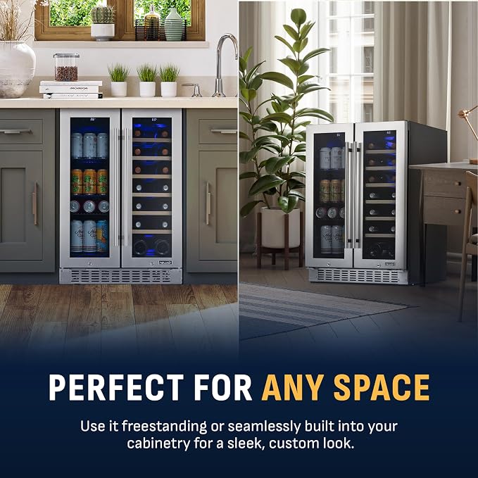 NewAir 24" Dual Zone Beverage Refrigerator & Wine Cooler for 18 Bottles & 60 Cans | Freestanding or Built-In Under Counter Mini Fridge for Beer, Wine and Soda | Stainless Steel - Image 4