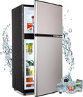 Mini Refrigerator with Freezer 3.5 Cu. Ft. Small Fridge with Freezer Silver | 2 Door Mini Fridge with 7-Level Adjustable Thermostat Removable Shelves, Compact Refrigerator for Office/Dorm/College/RV by Rosmena