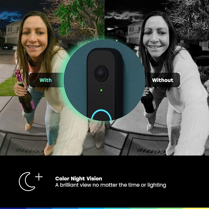 Chamberlain myQ Video Doorbell | 2K Camera, Battery/Wired, Color Night Vision - Image 6