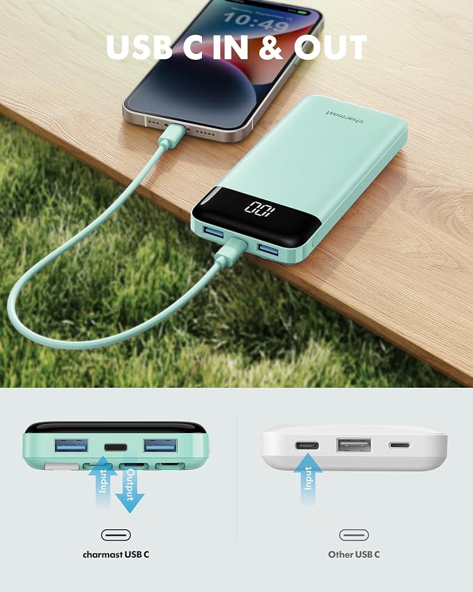 charmast Portable Charger with Built in Cables, Power Bank with Cords Wires, Slim 10000mAh Travel Battery Pack 6 Outputs 3 Inputs 5A Fast Charging for Samsung Google Pixel LG Moto iPhone iPad - Image 8