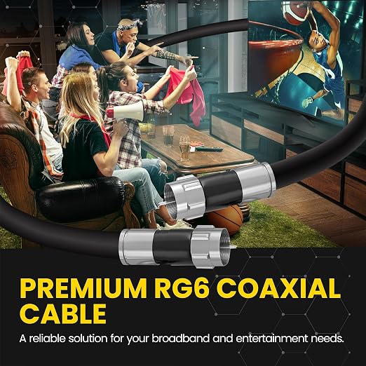 RG6 Coaxial Cable with F Connectors, High Speed Internet and TV Cord - Image 6