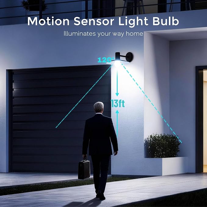 6 Pack Motion Sensor Light Bulbs, 12W Motion Detector Light Bulb, Dusk to Dawn - Image 2