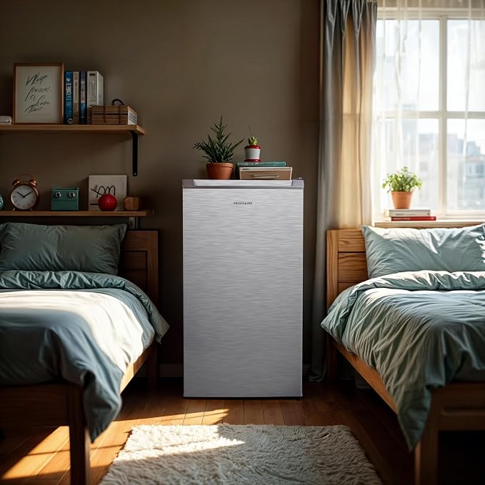 Frigidaire Mini Refrigerator, Compact Freezer Compartment, Adjustable Thermostat Control, Reversible Door, Contemporary Series, 3.2 cu ft, Platinum - Image 8