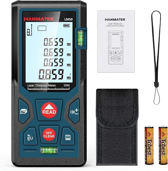 165ft/50m Laser Measure Ft/in/M Switching LM50 Laser Measurement Tool Devices by HANMATEKTOOLS