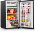 FOHERE 3.2 Cu. Ft Mini Fridge with Freezer, Single Door Compact Refrigerator, Small Fridge with 7 Adjustable Thermostat for Dorm, Bedroom, Office, Reversible Door, Energy Saving, Low Noise, Silver by HOME