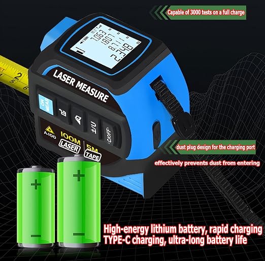 tape measure 4-in-1 laser Digital Measuring Tape & 80m/262ft Laser Distance - Image 3
