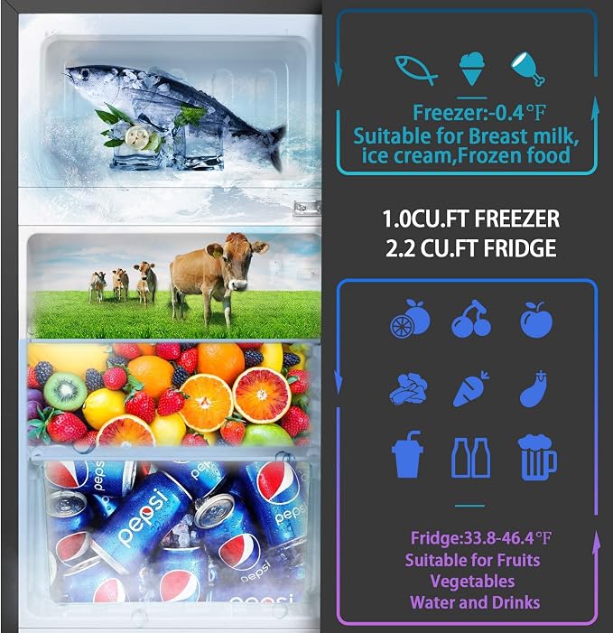 Mini Fridge With Freezer,3.2 Cu.Ft Compact Refrigerator,Mini Refrigerator With 2 Doors For Bedroom,Office,Kitchen,Apartment,Dorm(sliver) - Image 5