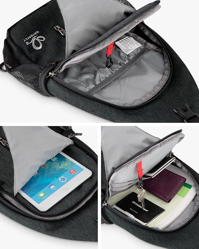 WATERFLY Crossbody Sling Backpack Sling Bag Travel Hiking Chest Bag Daypack - Image 4