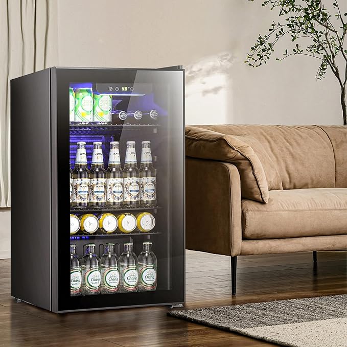 Antarctic Star Beverage Refrigerator -120 Can Mini Fridge for Soda Beer or Wine,Small Drink Dispenser, For Office or Bar with Adjustable Removable Shelves，Convertible Door ，3.1 Cu.Ft - Image 8