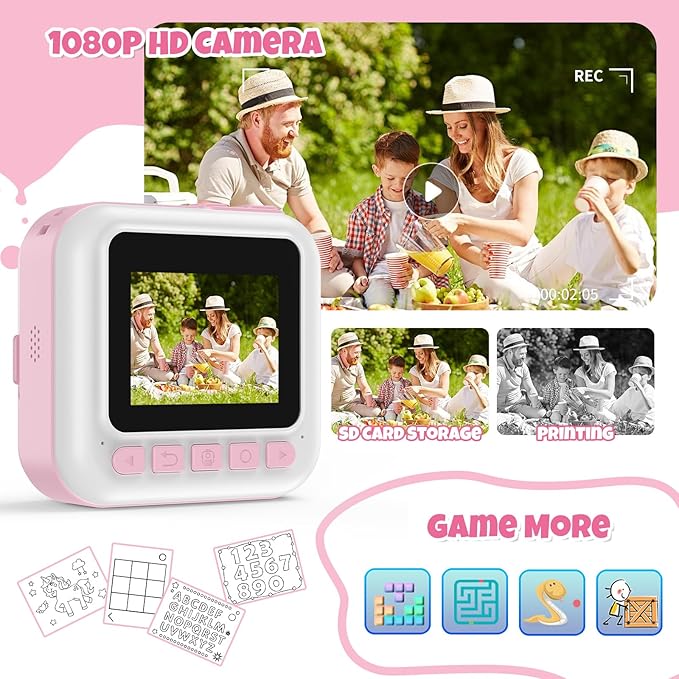 Instant Print Camera for Kids, 1080P Children Printable Cameras Christmas - Image 3