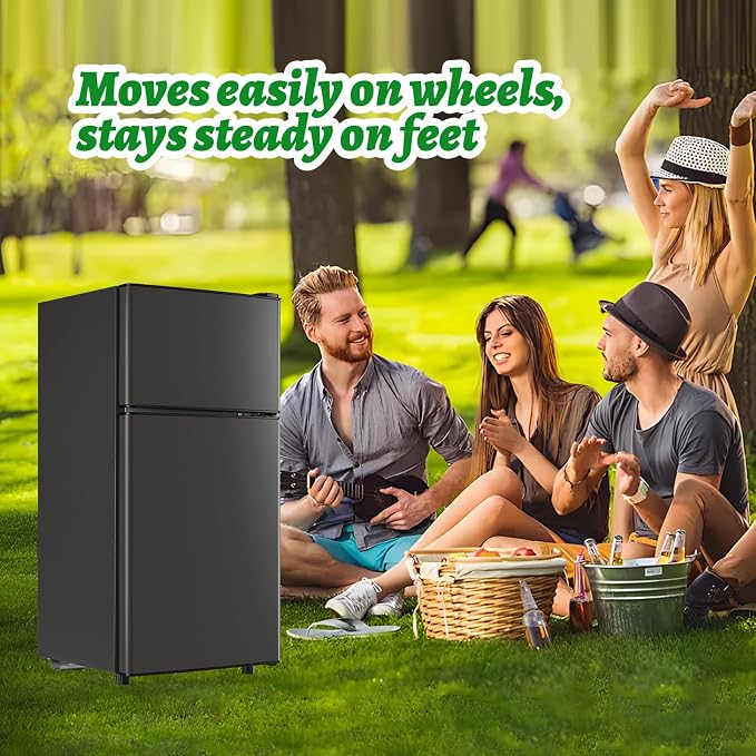 Mini Fridge with Top Freezer Apartment Size Dual Door Compact Small Refrigerator for Personal Use Small Mini Fridge with Egg tray, 7 Temperature Control For Dorm, Apatmet, Dark Grey - Image 8