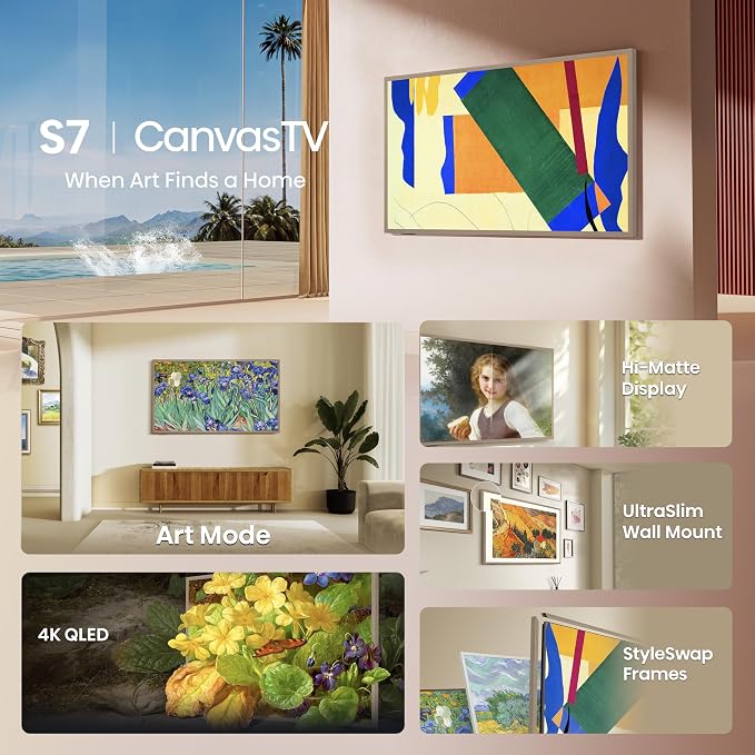 Hisense 55-Inch Class QLED 4K S7N CanvasTV Series Dolby Vision HDR Google Smart TV (55S7N) - 144Hz, Art Mode, Anti-Glare Panel, Hi-Matte Display, Frame & UltraSlim Wall Mount Included - Image 4