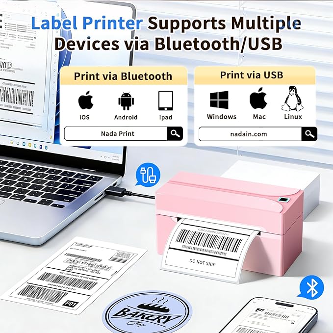 Shipping Label Printer, 4X6 Bluetooth Thermal Label Printer - Image 2