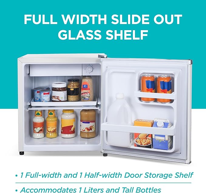 BLACK+DECKER 1.7 Cu. Ft. Compact Refrigerator, Energy Star, BCRK17W, White | Energy Star Certified, Single Door Mini Fridge with Chiller Compartment, Personal Fridge for Home or Dorm, R600a Refrigerant - Image 4