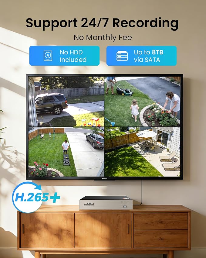 ZOSI 3K Lite 8CH Home Security Camera System Outdoor Indoor, AI Human/Vehicle - Image 2