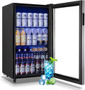 3.5 CU.FT Beverage Fridge Mini Refrigerator Soda Cooler Glass Door Featuring LED Light & Adjustable Shelves,7 Modes Ideal for Apartment, Office, Dorm by TACOOL