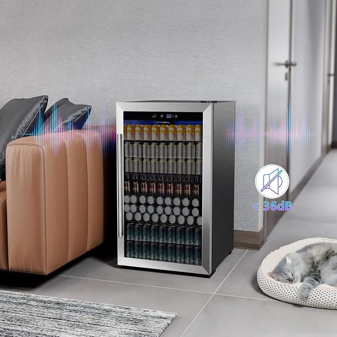 COWSAR 4.5 Cu.Ft Wine Fridge 37 Bottle, ETL Approved Freestanding Wine Cooler 145 Can Beverage Refrigerator with Stainless Steel Reversible Glass Door, Drink Fridge for Home Bar, Kitchen, Game Room - Image 7