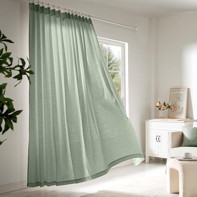 Memory Trained Pinch Pleated Curtains 92 Inches Long, Viral Linen Pinch Pleat - Image 2