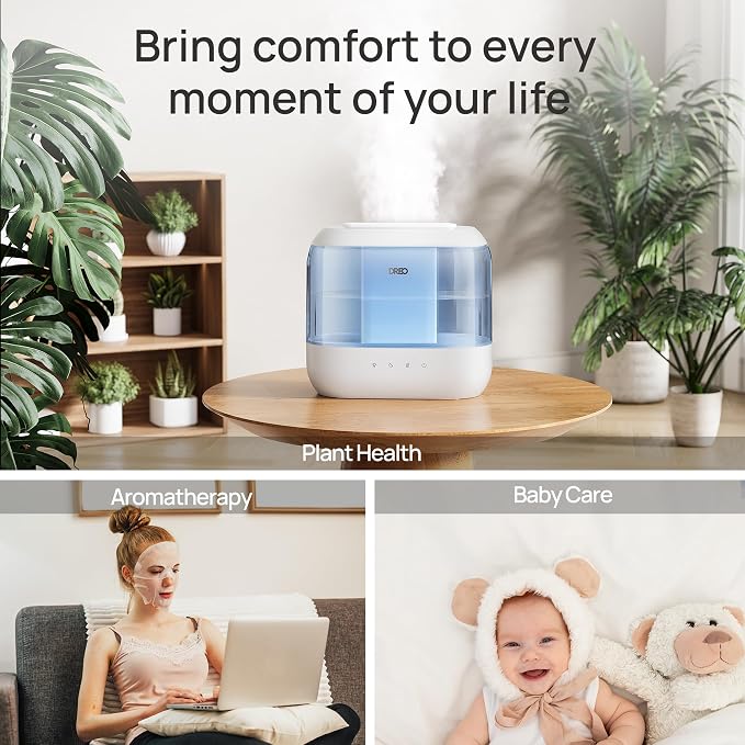 Dreo Humidifiers for Bedroom, 4L Top Fill for Large Room, 36H Runtime, 28 dB Quiet Supersized Cool Mist Air Humidifier for Baby Nursery, Plants, Indoor, Night Light, Easy to Clean & Fill, Blue - Image 7