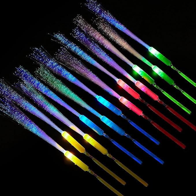 Kasyat 10 Pieces Glow Fiber Wands Sticks Light up Fiber Optic Wands LED by Kasyat