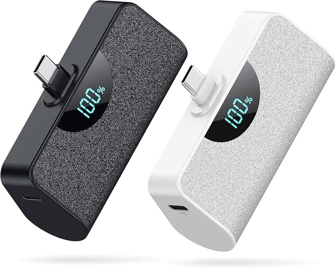 [2-Pack] Mini Portable Charger 5200mAh Power Bank,3A PD USB C Cell Phone Portable Power, LCD Display Battery Pack Compatible with iPhone 17/17 Air/16/16 pro/15/15 pro Max/Android/Samsung/Moto/LG etc by Swyop