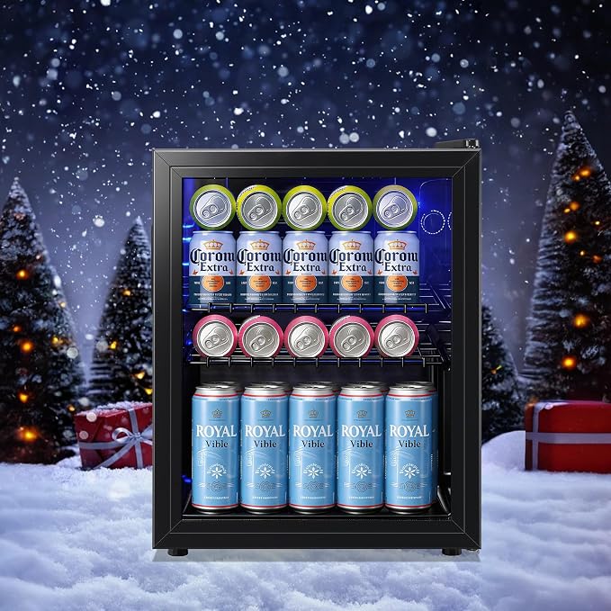 2.6 Cu.ft Mini Refrigerator with Glass Door Mini Beverage Refrigerator Soda Beer Cooler, LED Light Drink Fridge for Home/Office/Dorm Black - Image 8