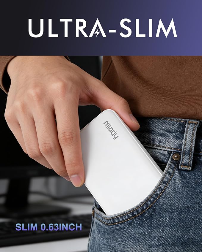 Miady 2-Pack Portable Charger, Slim 10000mAh Power Bank Travel Battery Pack 3 Outputs 2 Inputs Compatible with iPhone 17/16/15/14/13 Galaxy S24/22 iPad Android etc (2 Black) - Image 5