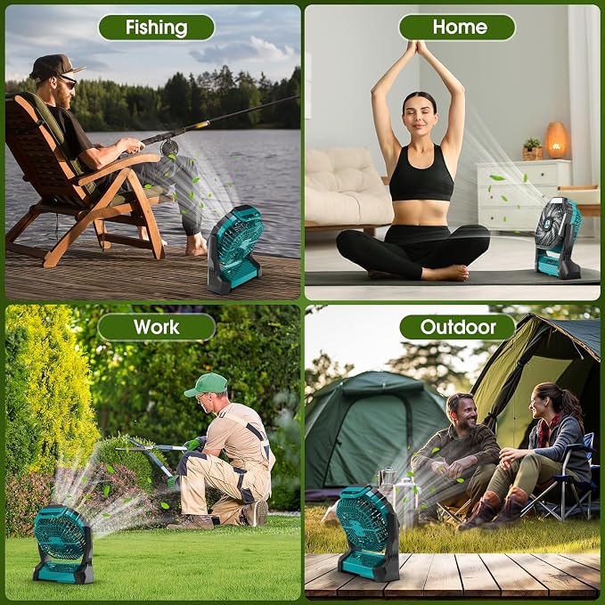 Portable Rechargeable Fan, 20000mAh Cordless Battery Powered Camping Tent Fans with LED Lantern, Small USB C Operated Outdoor Ventilador for Travel Camp Fishing Picnic Bedroom Power Outage Emergency - Image 7