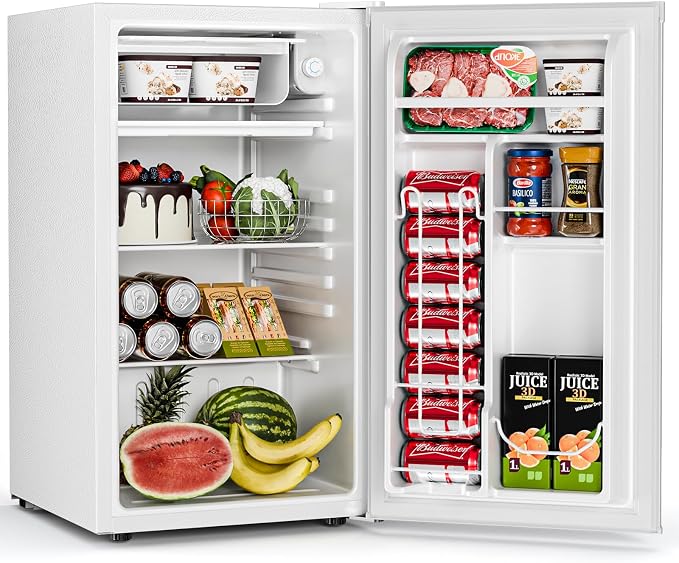 Antarctic Star Mini Compact Refrigerator with Freezer, 3.2 Cu.Ft. Single Door with Adjustable Thermostat,Removable Glass Shelves for Apartment/Dorm/Office,WHITE - Image 2