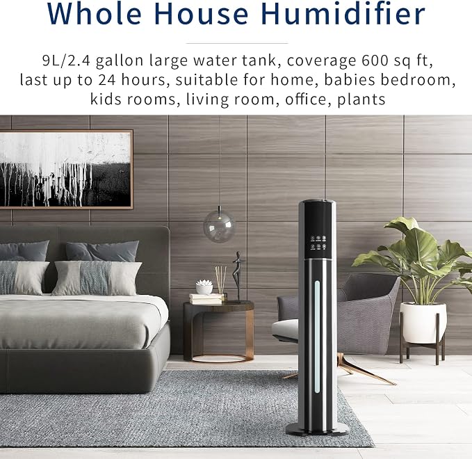 Ultrasonic Cool Mist Humidifier for Large Room Bedroom, Top Fill Humidifier(9L/2.38Gals) for Baby Adults, Smart & Remote Control, Last 60 Hours - Image 2