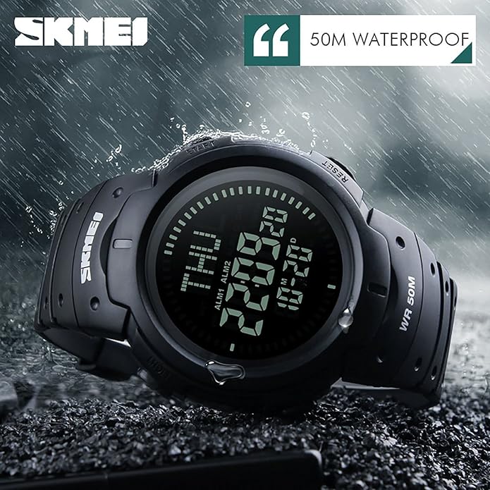 Gosasa Men’s Watch Sports Digital Compass Survival 50M Waterproof Stopwatch - Image 4