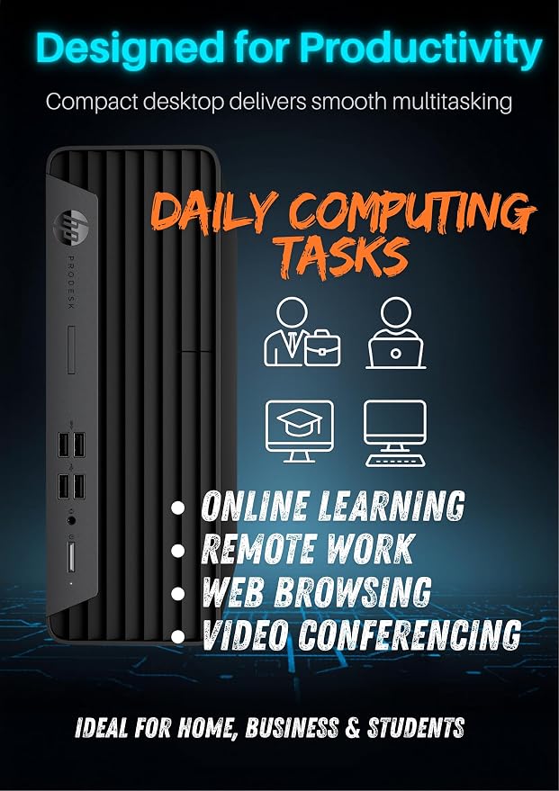 HP ProDesk G7 SFF Desktop Computer, Intel Processor, Dual 4K Display Support| 32GB RAM, 1TB Storage HDD & 128GB SSD| Wi-Fi| Bluetooth| HDMI| Wins 11 Pro| Keyboard & Mouse| Business & Personal Use - Image 4
