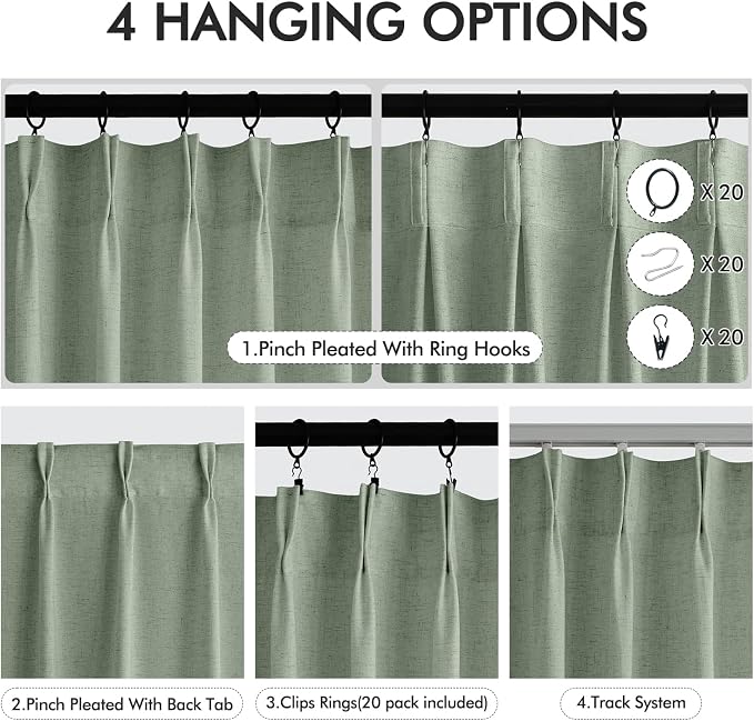 Memory Trained Pinch Pleated Curtains 84 Inches Long, Viral Linen Pinch Pleat - Image 6