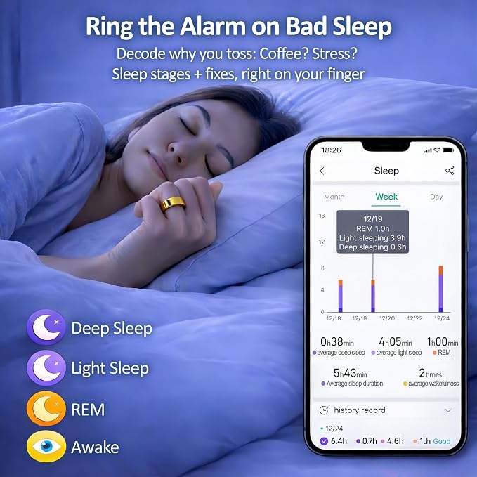 Smart Ring for Women Men, Sleep Tracking Wearable, Fitness Tracker Ring - Image 6