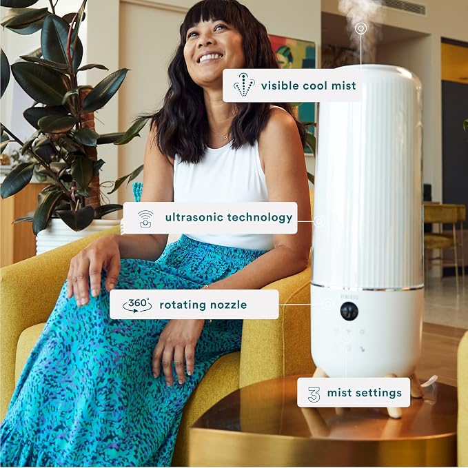 Homedics Ultrasonic Humidifier - Large Deluxe Air Humidifiers for Bedroom, Plants, Office - Top-Fill 1.47-Gallon Tank, Cool Mist, Essential Oil Pads and Built-In Timer, 3 Speed Settings, White - Image 3