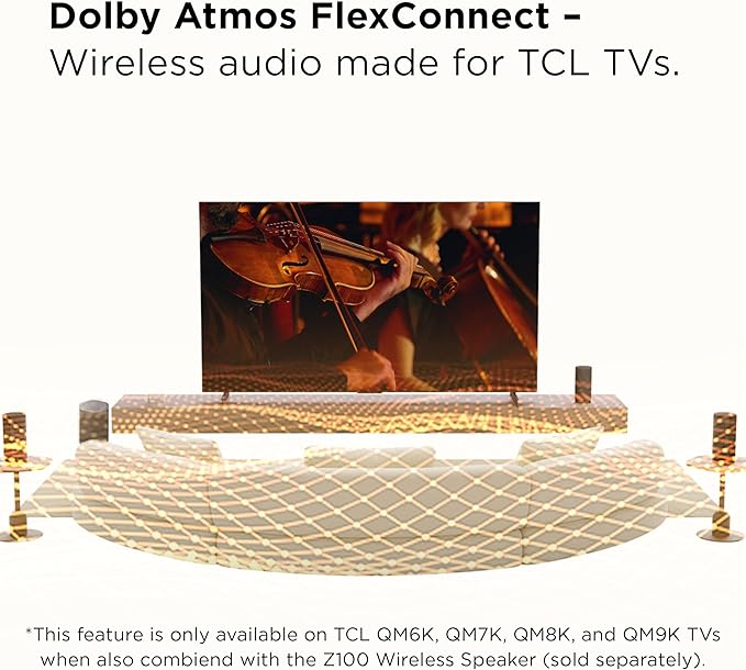 TCL Z100 Wireless Immersive 3D Home Theater Subwoofer QM6K, QM7K, QM8K, QM9K & X11L | Dolby Atmos Deep-Bass, Room-Filling Sound | Flexible Placement & Modern Design | Latest Model - Image 5