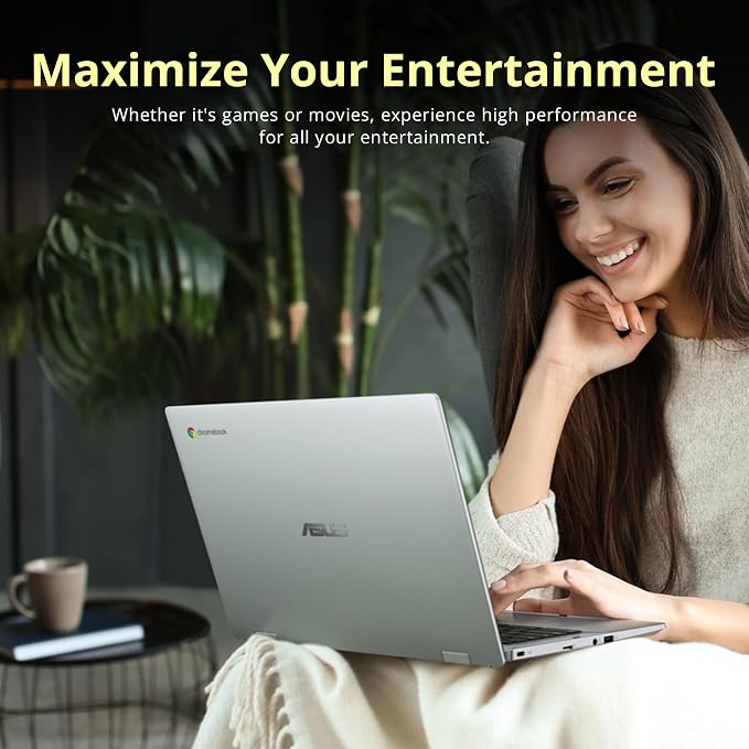 ASUS Chromebook CX1400CNA-WS01 14" HD Anti-Glare Laptop, Intel Celeron N3350 Processor, 4GB RAM, 32GB eMMC, Intel HD Graphics, 720p HD Camera, Wi-Fi, Bluetooth, Chrome OS, Silver (Renewed) - Image 8