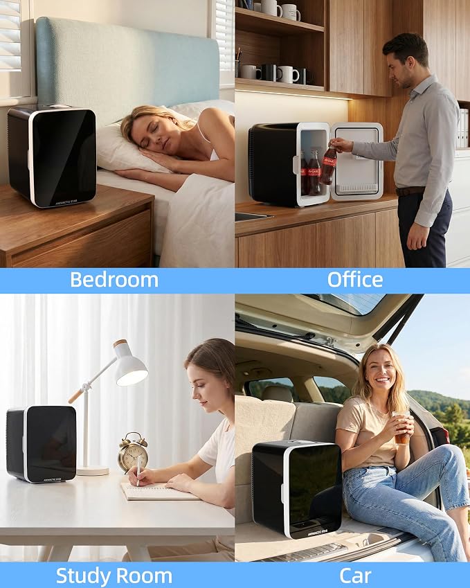 Antarctic Star 10L Compact Mini Fridge, 2.6 Gal Portable Small Refrigerator | Small Desktop Fridge with AC/DC Adapters, Cosmetics Cooler for Beverage, Food, Skincare, Bedroom, Office, Dorm, Black - Image 7
