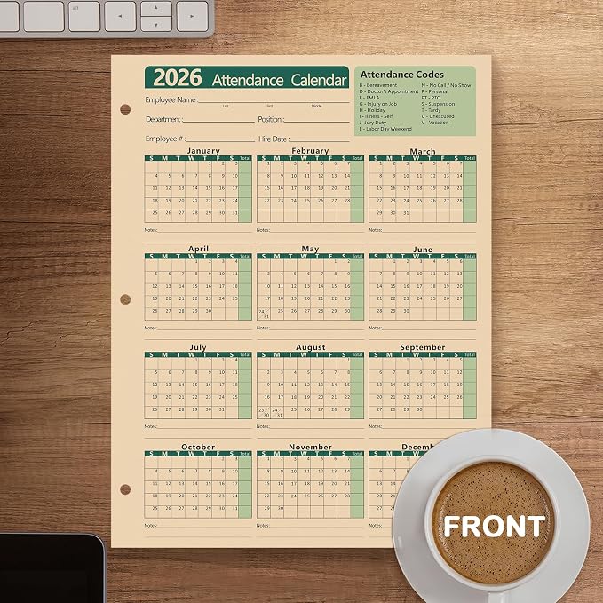 2026 Attendance Calendar - Image 2