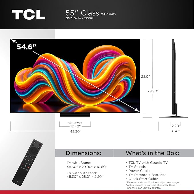 TCL 55 Inch Class QM7L Series | SQD-Mini-LED QLED Smart TV | 55QM7L, 2026 Model | 144Hz | Ultimate Color Ultra Brightness & Contrast | Google AI Bang & Olufsen | Voice Gaming Streaming Television - Image 2