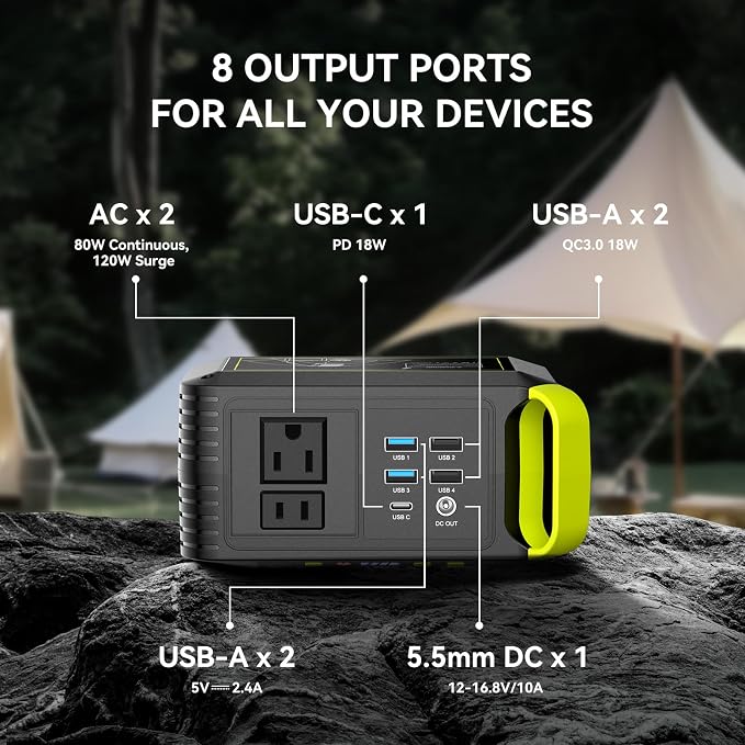 MARBERO 88.8Wh Solar Generator with 21W Solar Panel Included Portable Power Station 80W 110V 120W Max for Camping Outdoor Hiking Fishing Emergency - Image 3