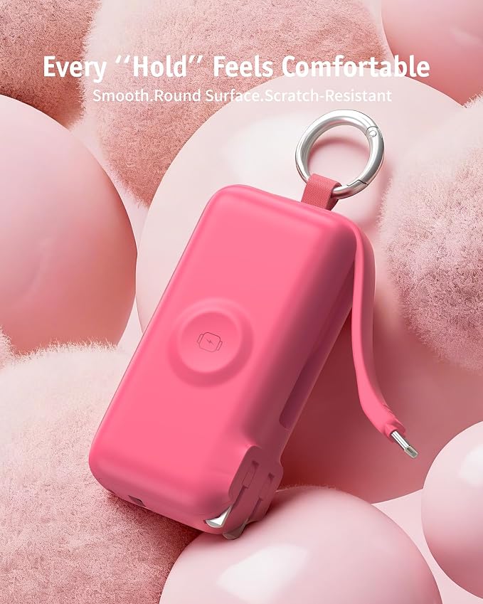 RORRY Flow Portable Charger, 10000mAh 40W Fast Charging Power Bank with Built-in USB C Cable and Foldable Wall Plug, Battery Pack Travel Essentials for iPhone 17/16/15, Apple Watch, iPad, MacBook - Image 8
