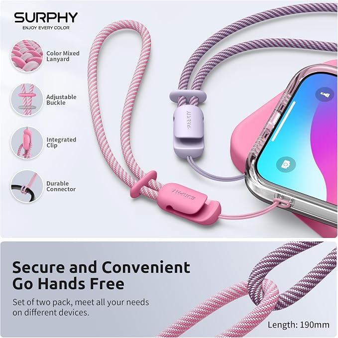SURPHY 2 Pack Phone Lanyard for Cellphone Case, Phone Wrist Strap for Case - Image 3