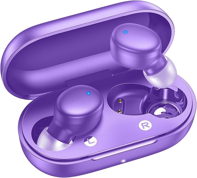 kurdene Wireless Earbuds Bluetooth 5.3 Light Weight in Ear Headphones | Premium Sound Bass Ear buds with Charging Case,Touch Control,Built in Mics Headset,Clear Calls for Sports Workout Purple by KurdeneLLC