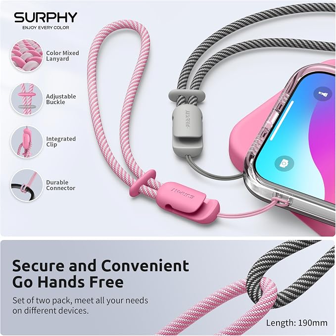 SURPHY 2 Pack Phone Lanyard for Cellphone Case, Phone Wrist Strap for Case - Image 4