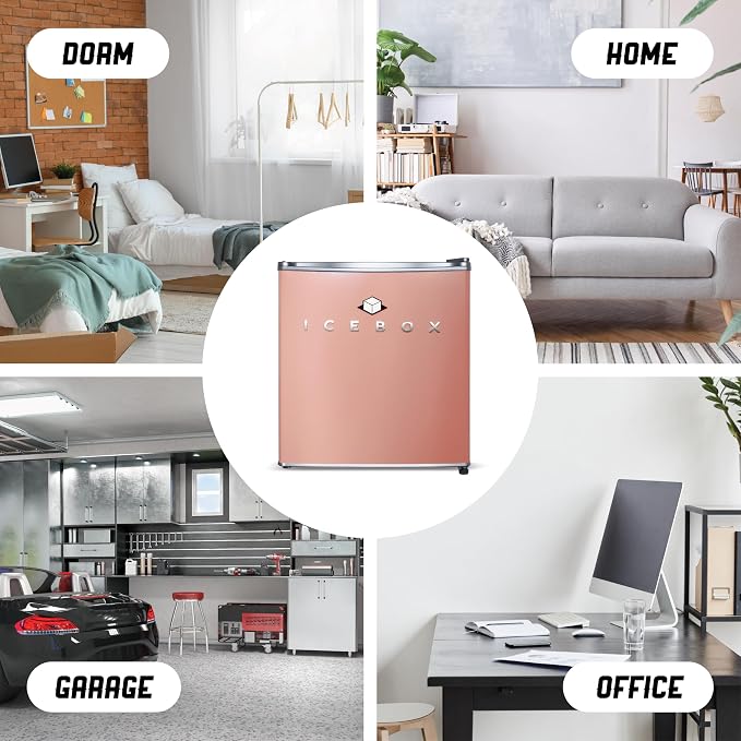 ICEBOX 1.7 Cu. Ft. Compact Refrigerator, ENERGY STAR Certified Small Refrigerator, Single Door Mini Fridge with Chiller Compartment, R600a Refrigerant, IBCR17BLS, Blush Red - Image 5